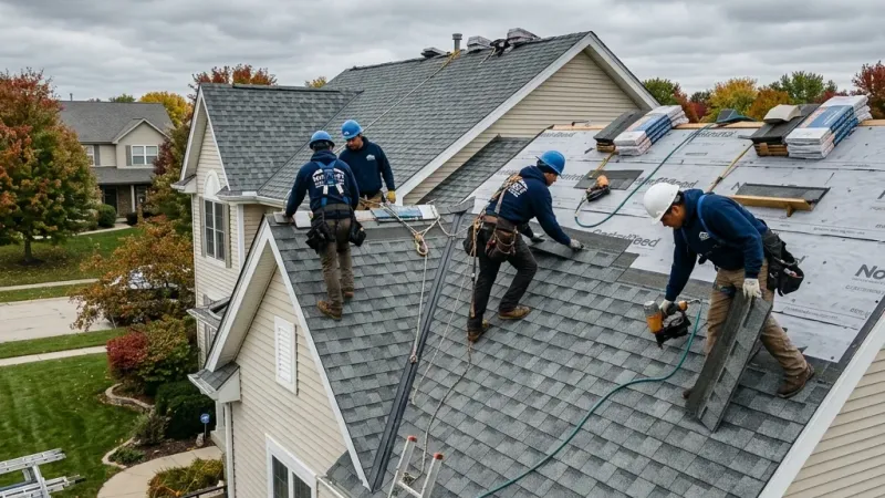 HOF Roofing installation crew on site
